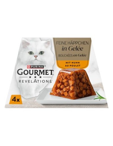 Gourmet Revelation Bocconcini in Gelée con Pollo 4x gr.57. Cibo Umido Per Gatti