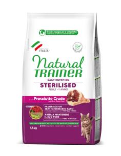 Natural Trainer Adult Sterilised  Con  Prosciutto Crudo kg 1,5 . Alimento Per Gatti 2