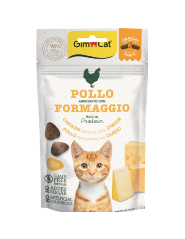 Gimcat Crunchy Snack Pollo e Formaggio gr 50. Snack per gatti.