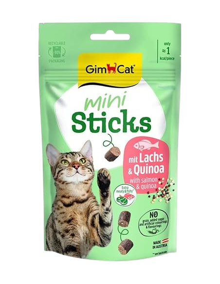 Gimcat Mini Sticks Salmone e Quinoa gr 50. Snack per gatti .