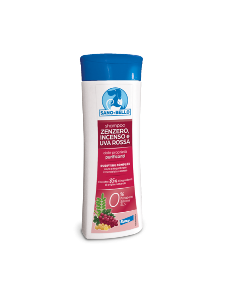 Shampoo Zenzero Incenso e Uva Rossa ml 250. Igienici per cani