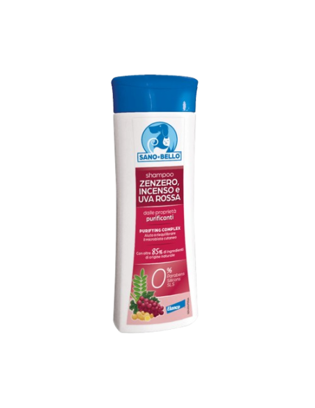 Shampoo Zenzero Incenso e Uva Rossa ml 250. Igienici per cani