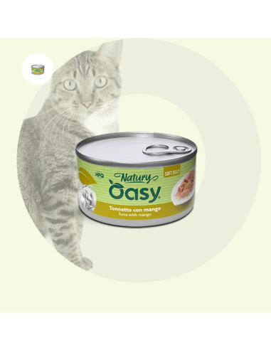 Oasy Wet Cat Natury Soft Jelly Tonnetto con Mango gr.85.Cibo Umido per gatti