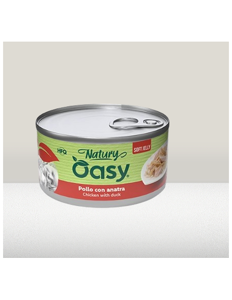 Oasy Wet Cat Natury Soft Jelly Pollo con Anatra gr.85. Cibo Umido Per Gatti.
