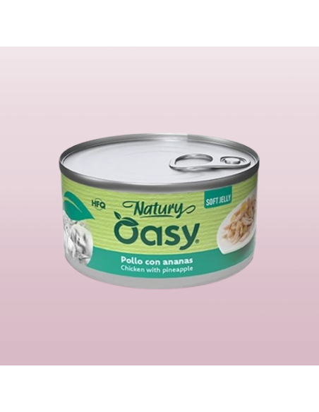 Oasy Wet Cat Natury Soft Jelly Pollo con Ananas gr.85. Cibo Umido Per Gatti