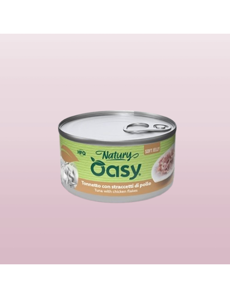 Oasy Wet Cat Natury Soft Jelly Pollo con Spinaci gr.85.Cibo Umido per gatti .