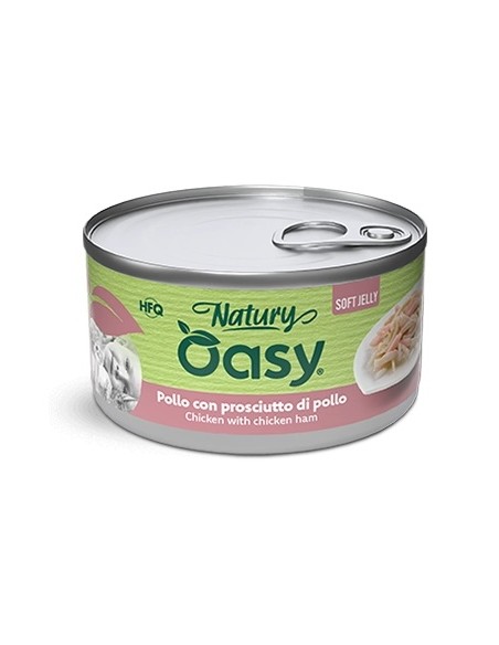 Oasy Wet Cat Natury Soft Jelly Pollo con Prosc.di Pollo gr.85. Cibo Umido Per Gatti