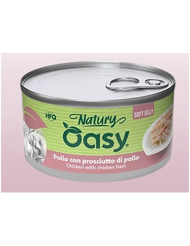 Oasy Wet Cat Natury Soft Jelly Pollo con Prosc.di Pollo gr.85. Cibo Umido Per Gatti