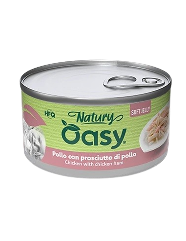 Oasy Wet Cat Natury Soft Jelly Pollo con Prosc.di Pollo gr.85. Cibo Umido Per Gatti