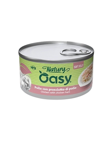 Oasy Wet Cat Natury Soft Jelly Pollo con Prosc.di Pollo gr.85. Cibo Umido Per Gatti