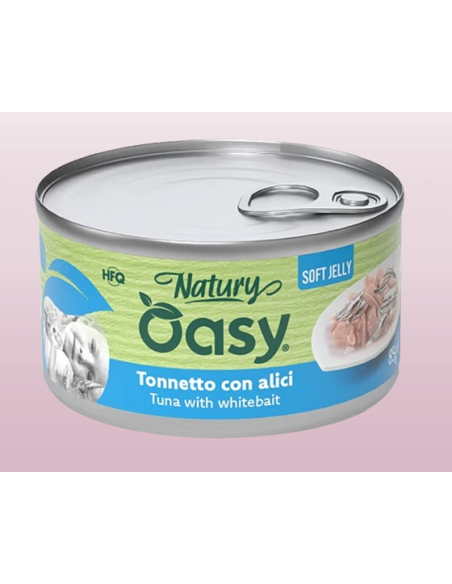 Oasy Wet Cat Natury Soft Jelly Tonnetto con Alici gr.85.Cibo Umido Per Gatti