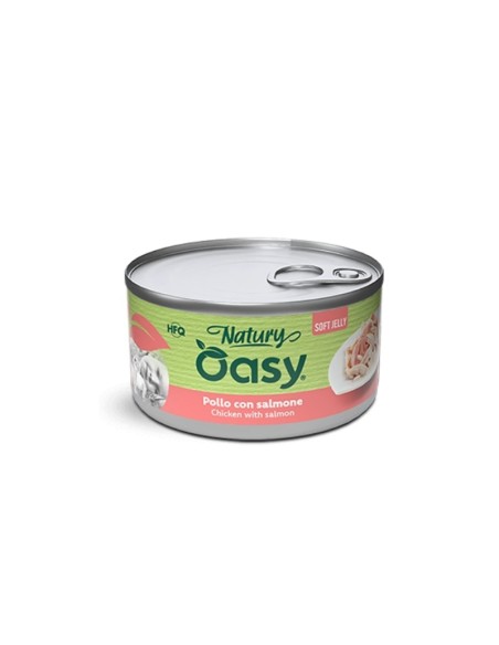 Oasy Wet Cat Natury Soft Jelly Pollo e Salmone gr.85.Cibo Umido Per Gatti