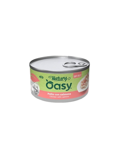 Oasy Wet Cat Natury Soft Jelly Pollo e Salmone gr.85.Cibo Umido Per Gatti