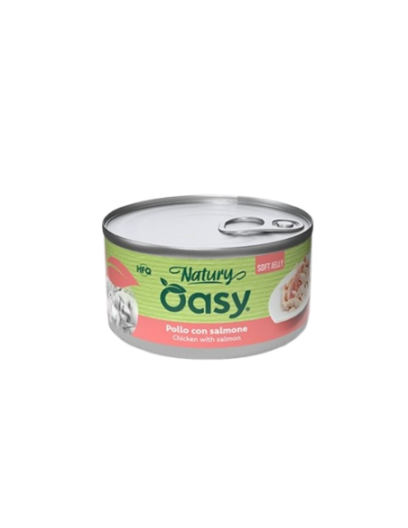 Oasy Wet Cat Natury Soft Jelly Pollo e Salmone gr.85.Cibo Umido Per Gatti