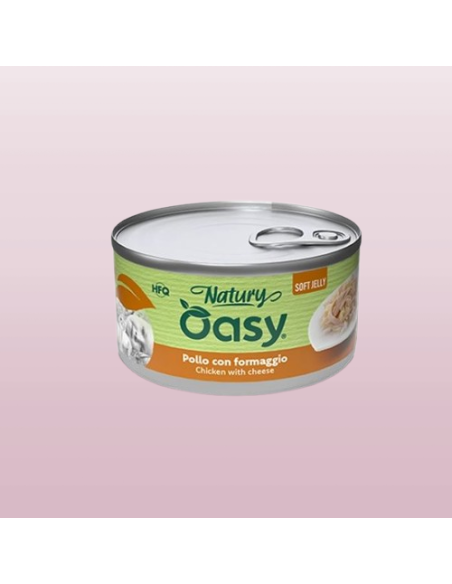 Oasy Wet Cat Natury Soft Jelly Pollo e Formaggio gr.85.Cibo Umido per gatti