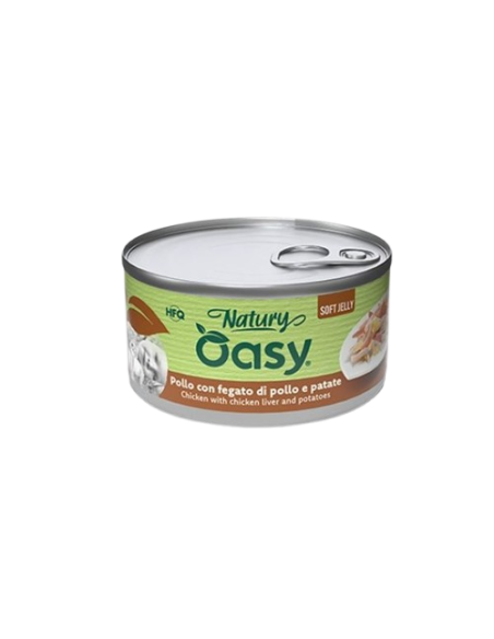 Oasy Wet Cat Natury Soft Jelly Pollo con Fegato e Patate gr.85.Cibo Umido Per Gatti