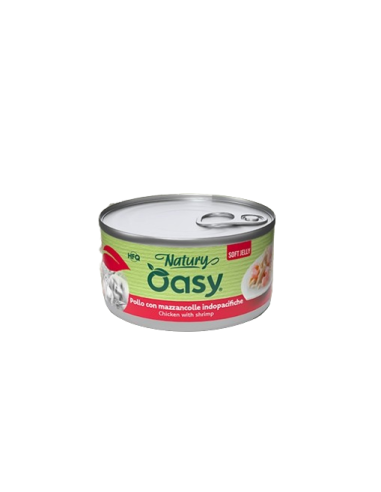 Oasy Wet Cat Natury Soft Jelly Pollo con Mazzancolle gr.85. Cibo Umido Per gatti