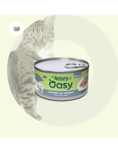 Oasy Wet Cat Natury Soft Jelly Tonnetto con Calamari gr.85.Cibo Umido Per Gatti .