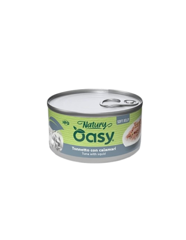 Oasy Wet Cat Natury Soft Jelly Tonnetto con Calamari gr.85.Cibo Umido Per Gatti .