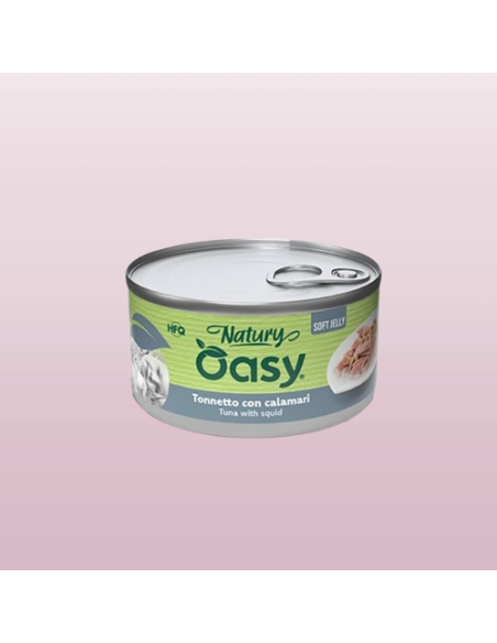 Oasy Wet Cat Natury Soft Jelly Tonnetto con Calamari gr.85.Cibo Umido Per Gatti .