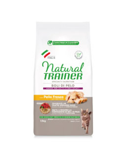 Natural Trainer Gatto Hairball Boli di pelo kg 1,5. Cibo Secco Per Gatti
