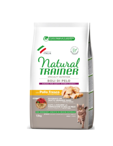 Natural Trainer Gatto Hairball Boli di pelo kg 1,5. Cibo Secco Per Gatti .