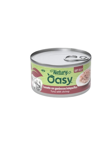 Oasy Wet Cat Natury Soft Jelly Tonnetto con Gamberone gr.85. Cibo Umido per gatti