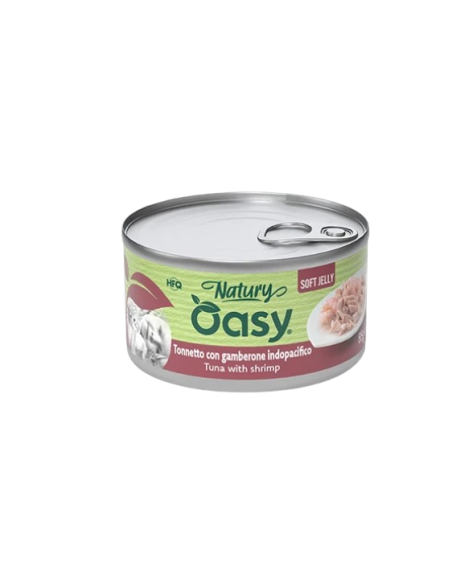Oasy Wet Cat Natury Soft Jelly Tonnetto con Gamberone gr.85. Cibo Umido per gatti