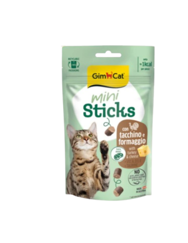 Gimcat Mini Sticks Tacchino e Formaggio gr 50. Snack per gatti.