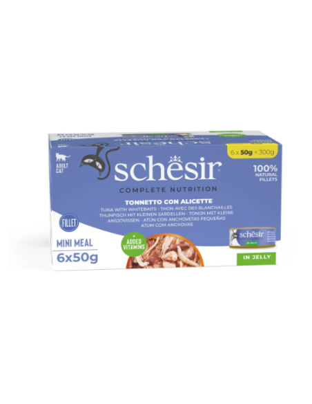 Schesir Tonno con Alicette in jelly Lattine 6x50gr.Cibo Umido per gatti