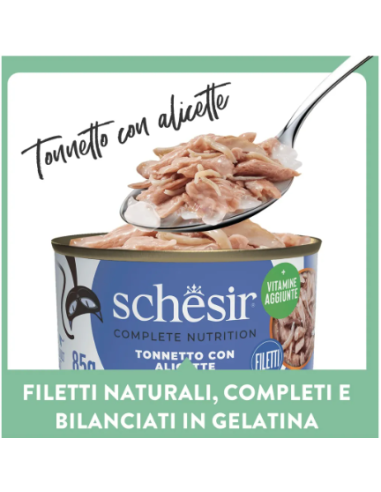 Schesir Tonno con Alicette in jelly Lattine 6x50gr.Cibo Umido per gatti