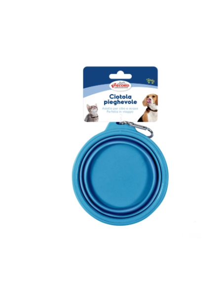 Ciotola Pieghevole Con Moschettone Small Blu. Ciotole per cani .