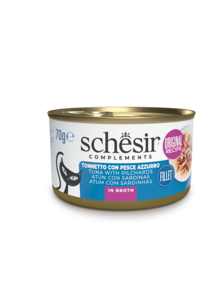 Schesir Tonnetto con Pesce Azzurro in brodo Gr.70 Cibo Umido per Gatti