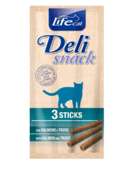 Life Cat Deli Cat Deli Snack 3 stick Salmone e Trota. Snack per gatti