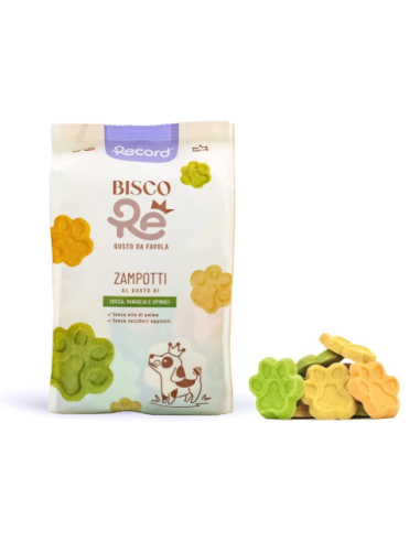 Record Bisco Re Zampotti Zucca , Vaniglia e spinaci gr 400. Snack per cani.