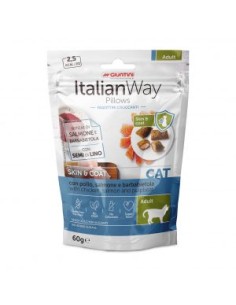 Italian way Cat Pillows Skin&Coat con Pollo Salmone e Barbabietola gr.60. Snack per Gatti .