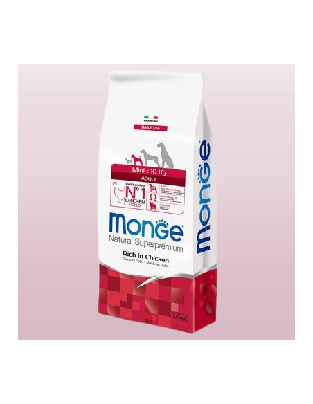 Monge Mini Adult  pollo kg.7,5. Crocchette per cani