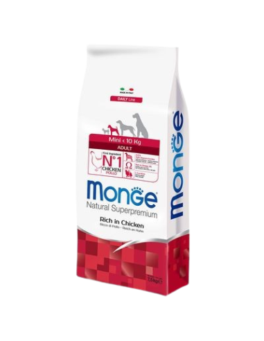 Monge Mini Adult  pollo kg.7,5. Crocchette per cani