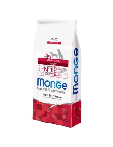 Monge Mini Adult  pollo kg.7,5. Crocchette per cani