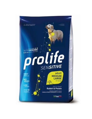 Prolife Sensitive Adult Medium Large Coniglio e Patate kg 10. Crocchette per cani.