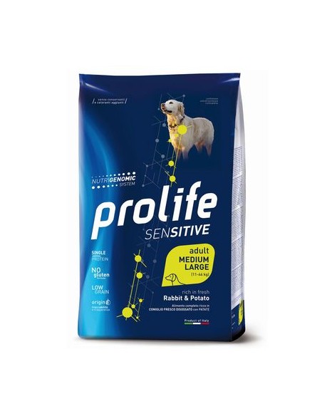 Prolife Sensitive Adult Medium Large Coniglio e Patate kg 10. Crocchette per cani.
