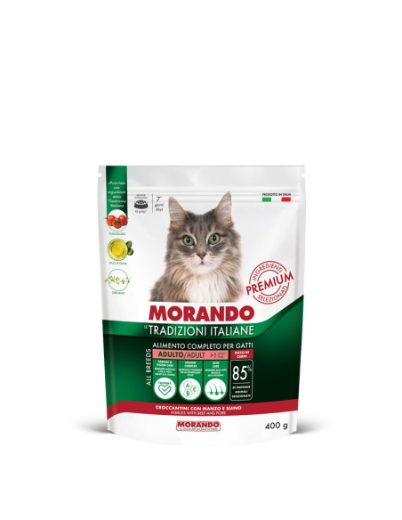 Morando Tradizioni Italiane Manzo e Suino gr.400. Cibo Secco Per Gatti.