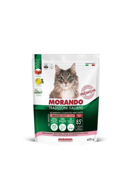 Morando  Tradizioni Italiane Suino,polpa di Barbabietola e Piselli gr.400. Cibo Secco per gatti .