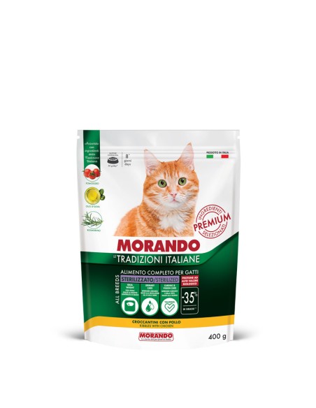Morando  Tradizioni Italiane Sterilizzato con Pollo gr.400. Cibo Secco Per Gatti .