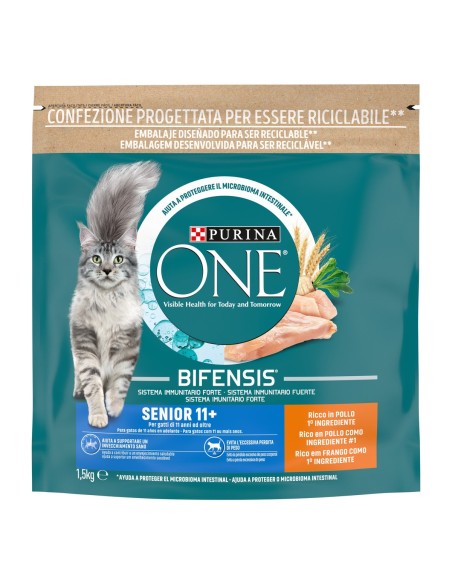 Purina One Cat Senior 11 + Pollo Bifensis gr 800. Cibo Secco per gatti