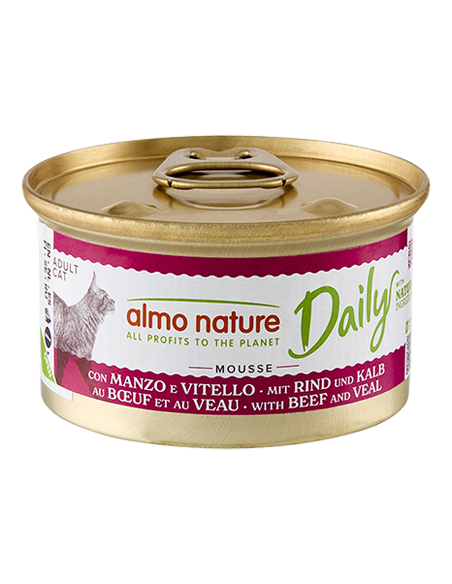 Almo Daily Menu Mousse Con Manzo e Vitello gr 85. Cibo Umido per gatti