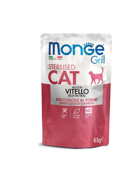 Monge Grill Busta Sterilised Vitello gr 85. Cibo Umido per gatti .