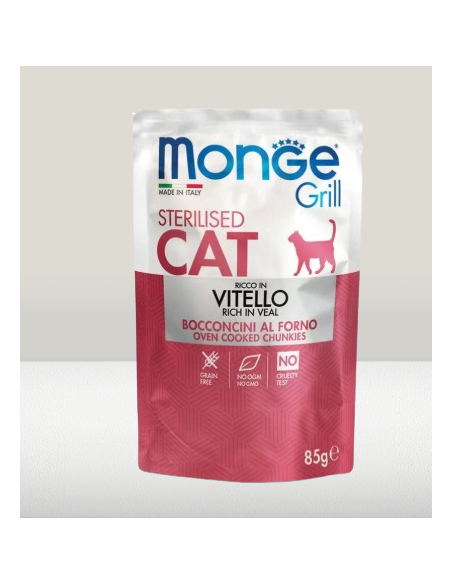 Monge Grill Busta Sterilised Vitello gr 85. Cibo Umido per gatti .