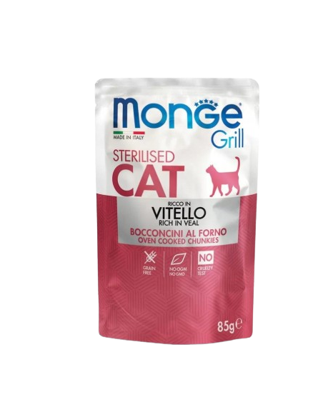 Monge Grill Busta Sterilised Vitello gr 85. Cibo Umido per gatti .