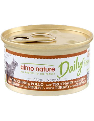 Almo Daily Menu Dadini Con Tacchino e Pollo gr 85. Cibo Umido Per Gatti